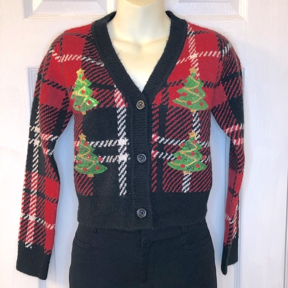 New! Urban Heritage cropped sequinned ugly Christmas sweater, medium - Picture 1 of 8